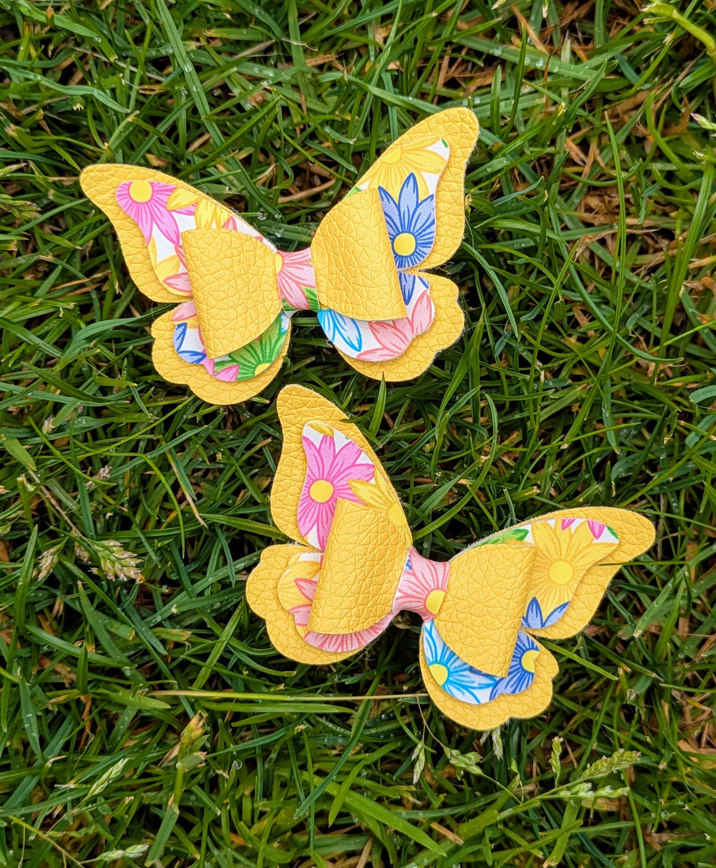 Floral Butterfly Hair Bow Pair