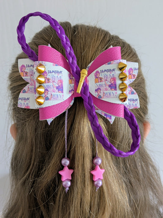 Large Demon Hunter Pop Bow (Purple braid)